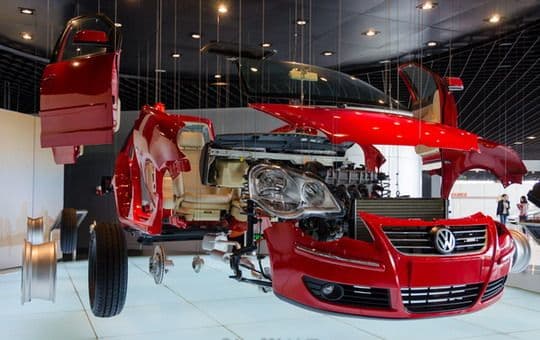 The third floor displays the parts of the cars with education information