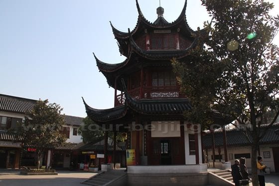 Behind the decorated archway is the Bell Tower